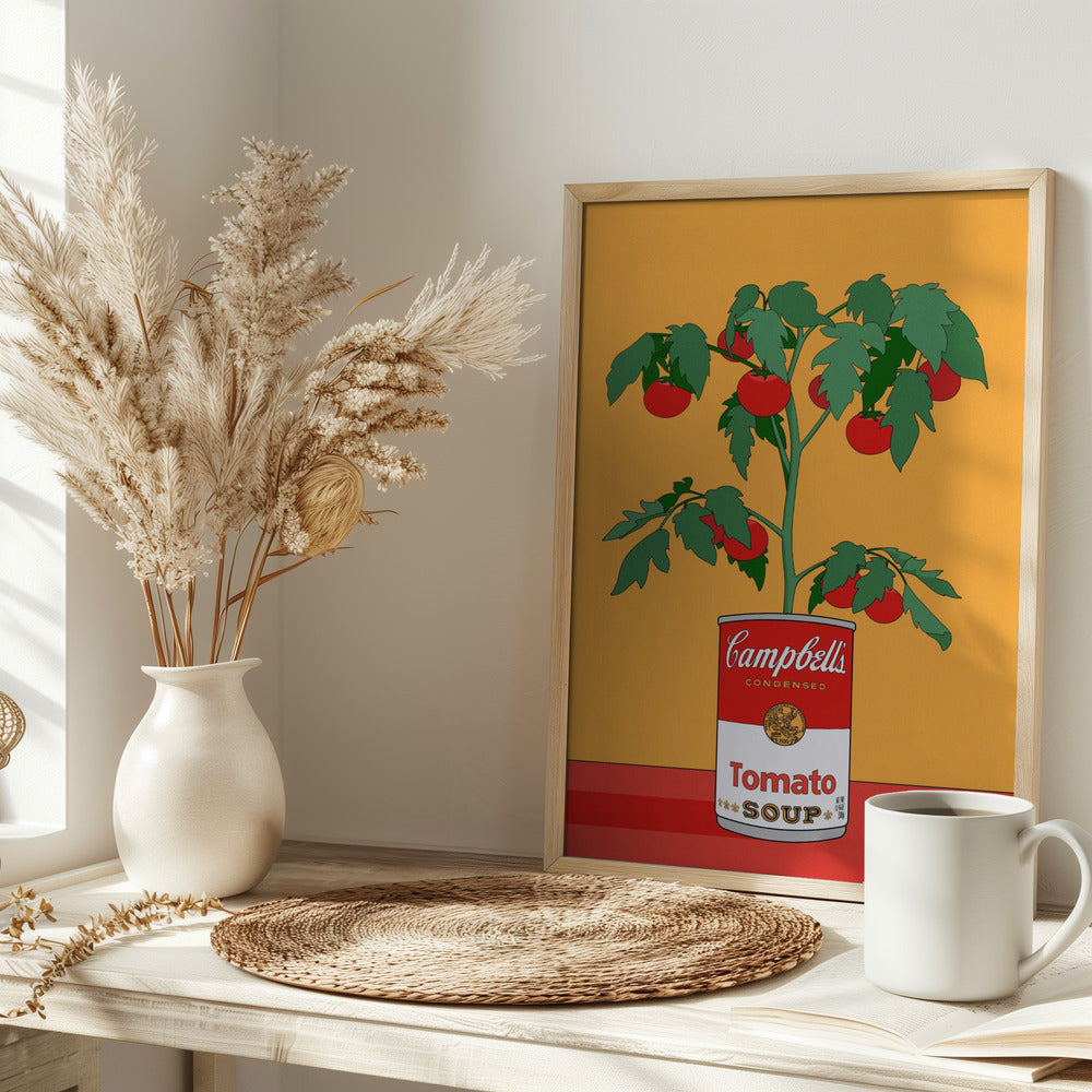 Campbells Soup Tomato Plant Retro Illustration Poster