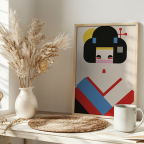 Geisha Girl Geometric Illustration Poster