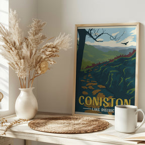 Coniston Lake District Travel Print Poster