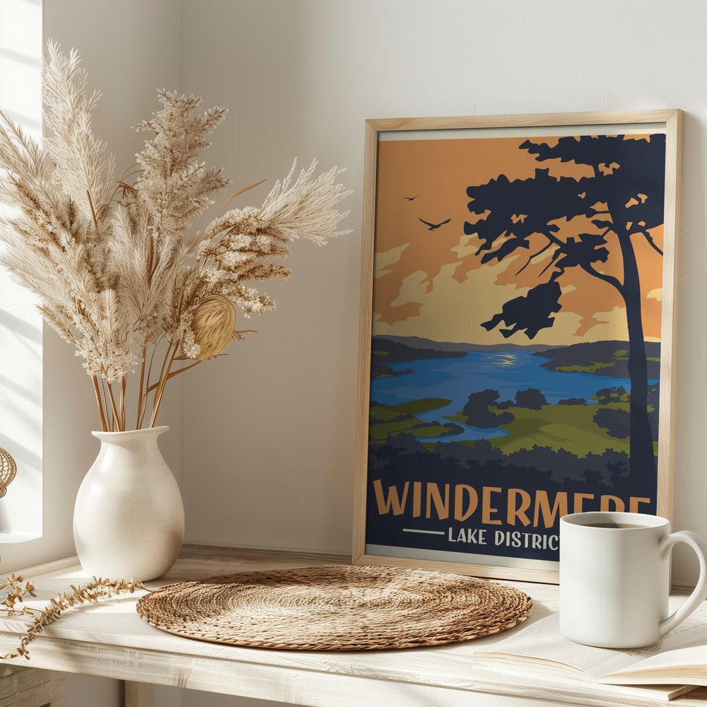 Windermere Lake District Travel Print Poster