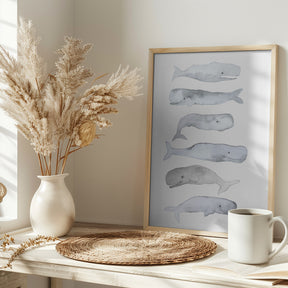 Kids Line Whale Art Poster