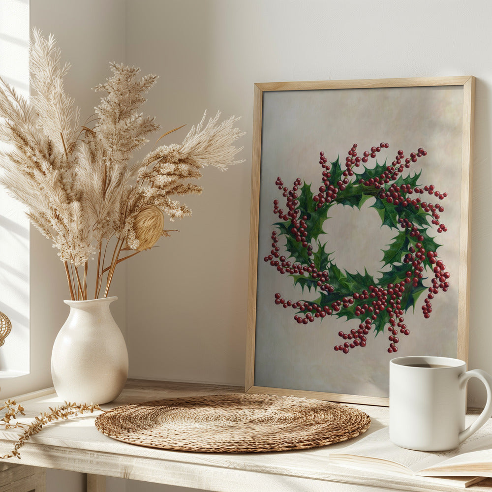 Holly wreath Poster