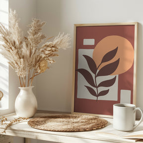 Abstract Boho Leaves And Sun Poster