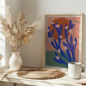 Blue Desert Cactus Poster