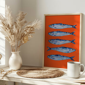 Sardines on Orange Poster