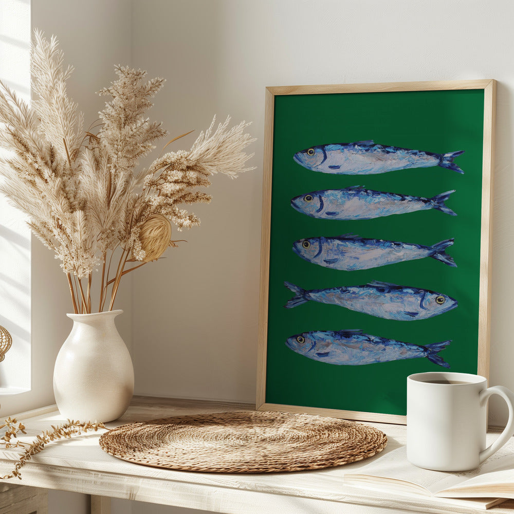 Sardines Forest Green Poster