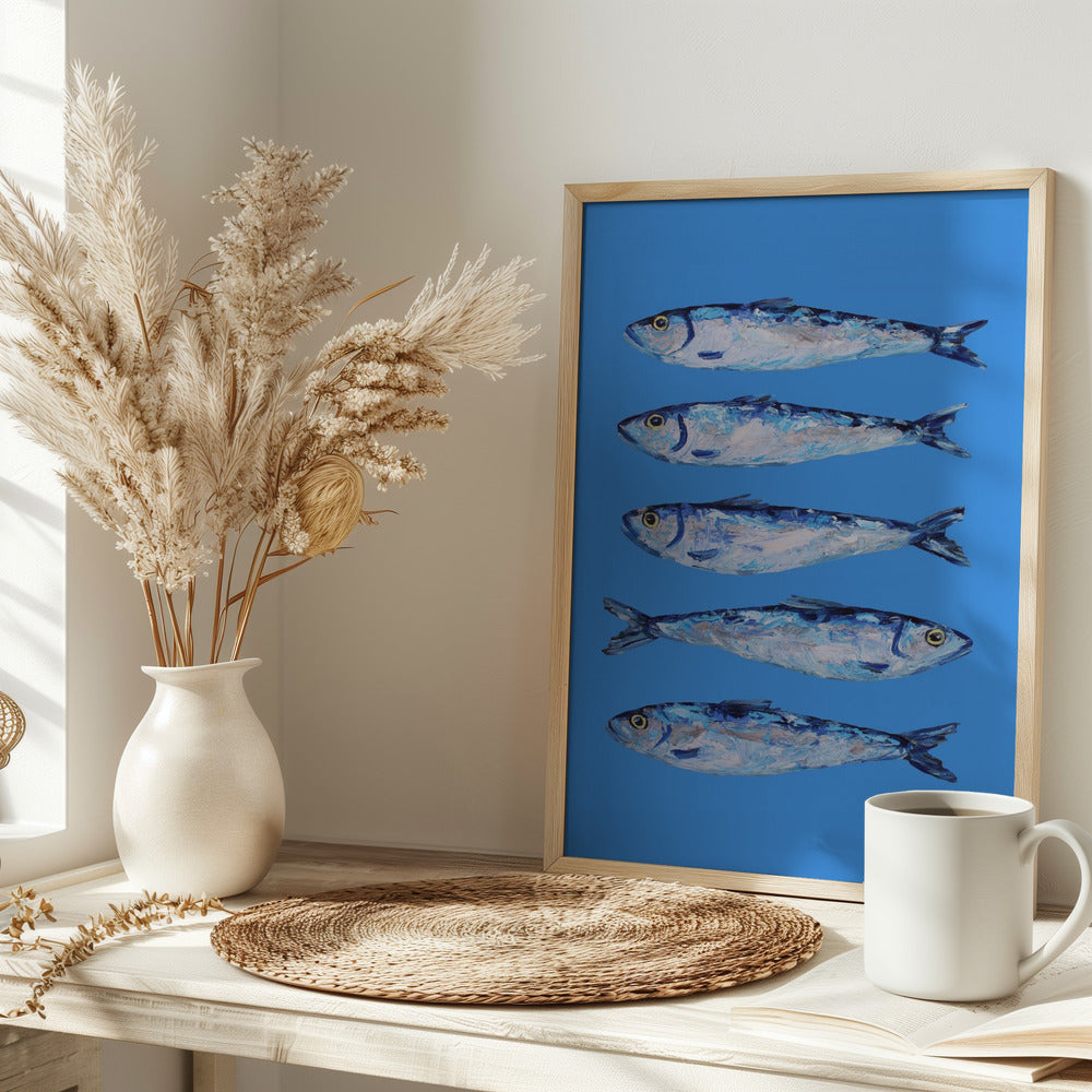 Sardines on Blue Poster