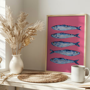 Sardines on Pink Poster