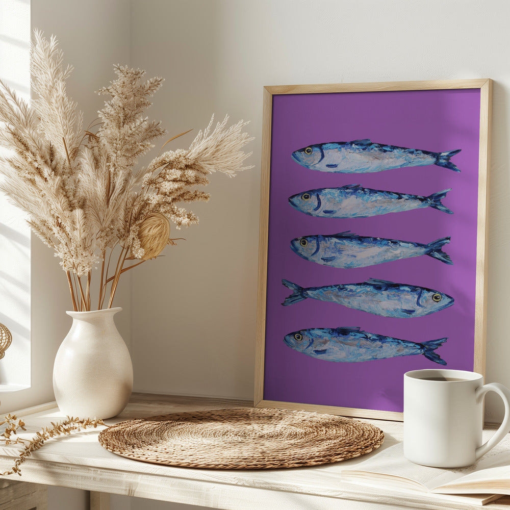 Sardines on Purple Poster