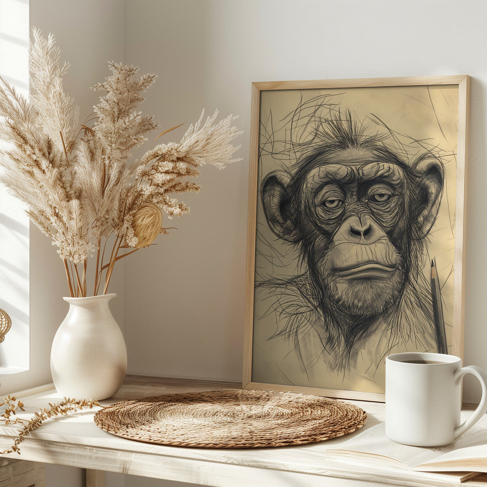 Monkey drawing Poster