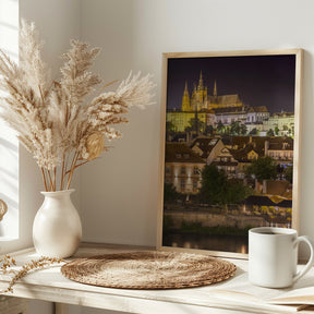 Prague Castle and St. Vitus Cathedral by night Poster