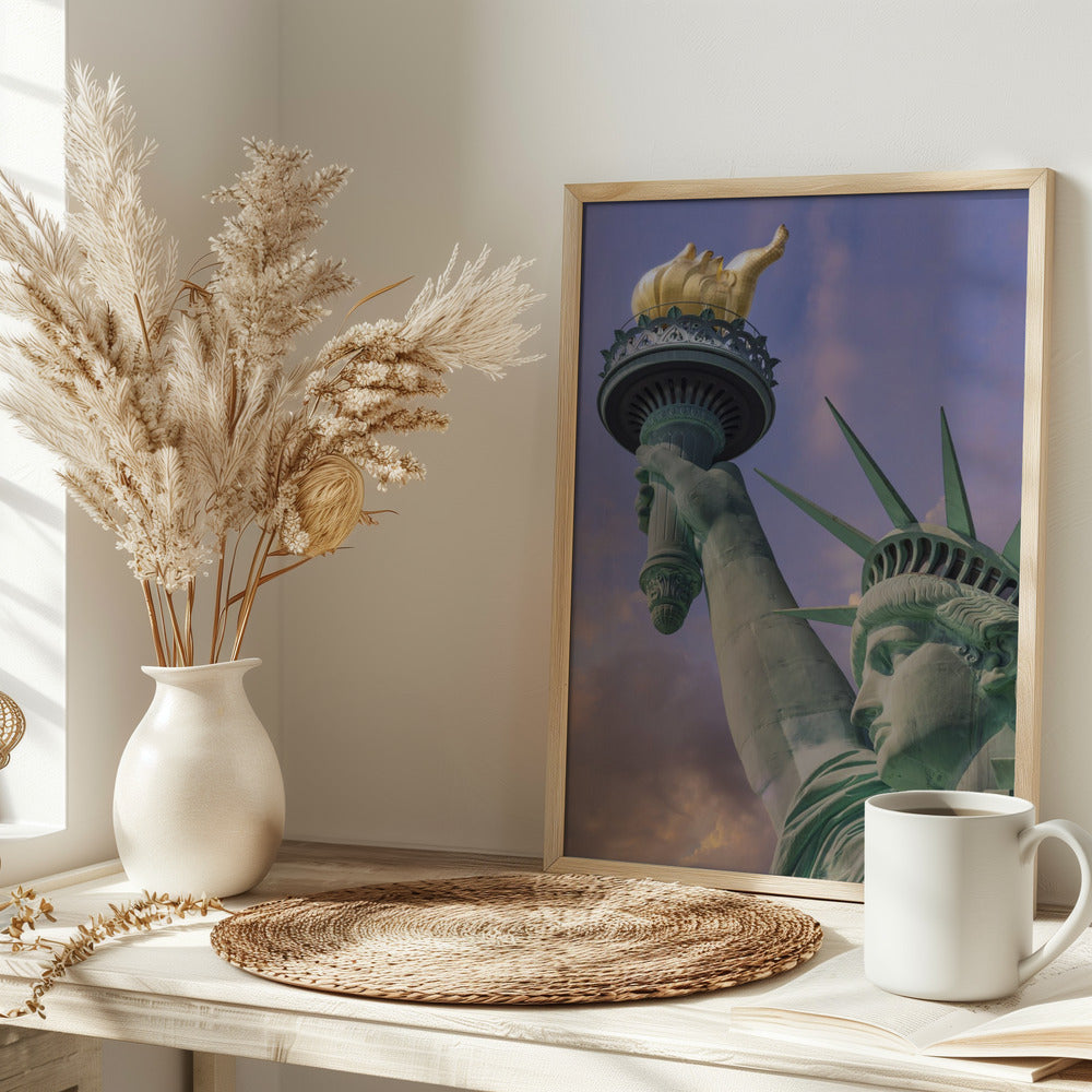 NEW YORK CITY Statue of Liberty at sunset Poster