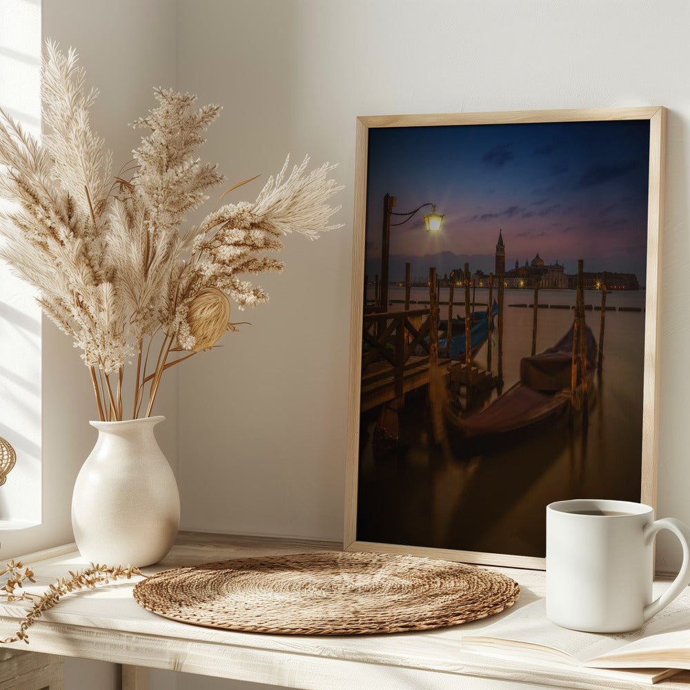 VENICE Gondolas during Blue Hour Poster