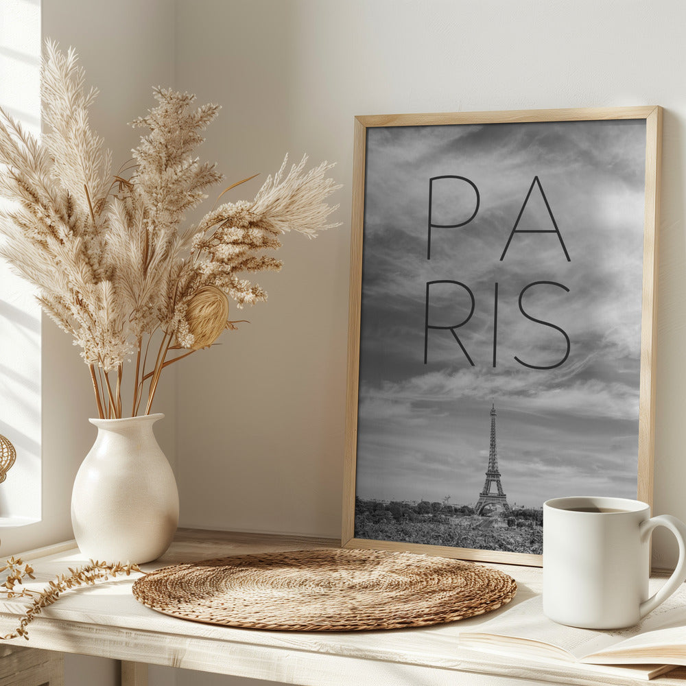 PARIS Eiffel Tower | Text &amp; Skyline Poster