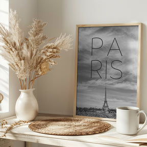 PARIS Eiffel Tower | Text &amp; Skyline Poster