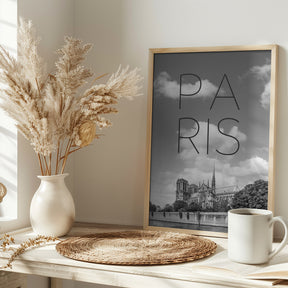 PARIS Cathedral Notre-Dame | Text &amp; Skyline Poster