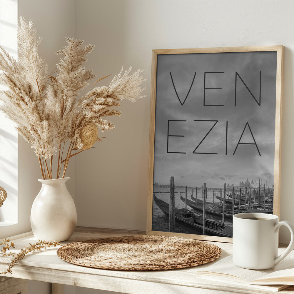 VENICE Gondolas &amp; Santa Maria della Salute | Text &amp; Skyline Poster