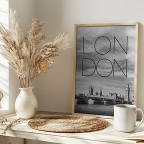 LONDON Westminster Bridge | Text &amp; Skyline Poster