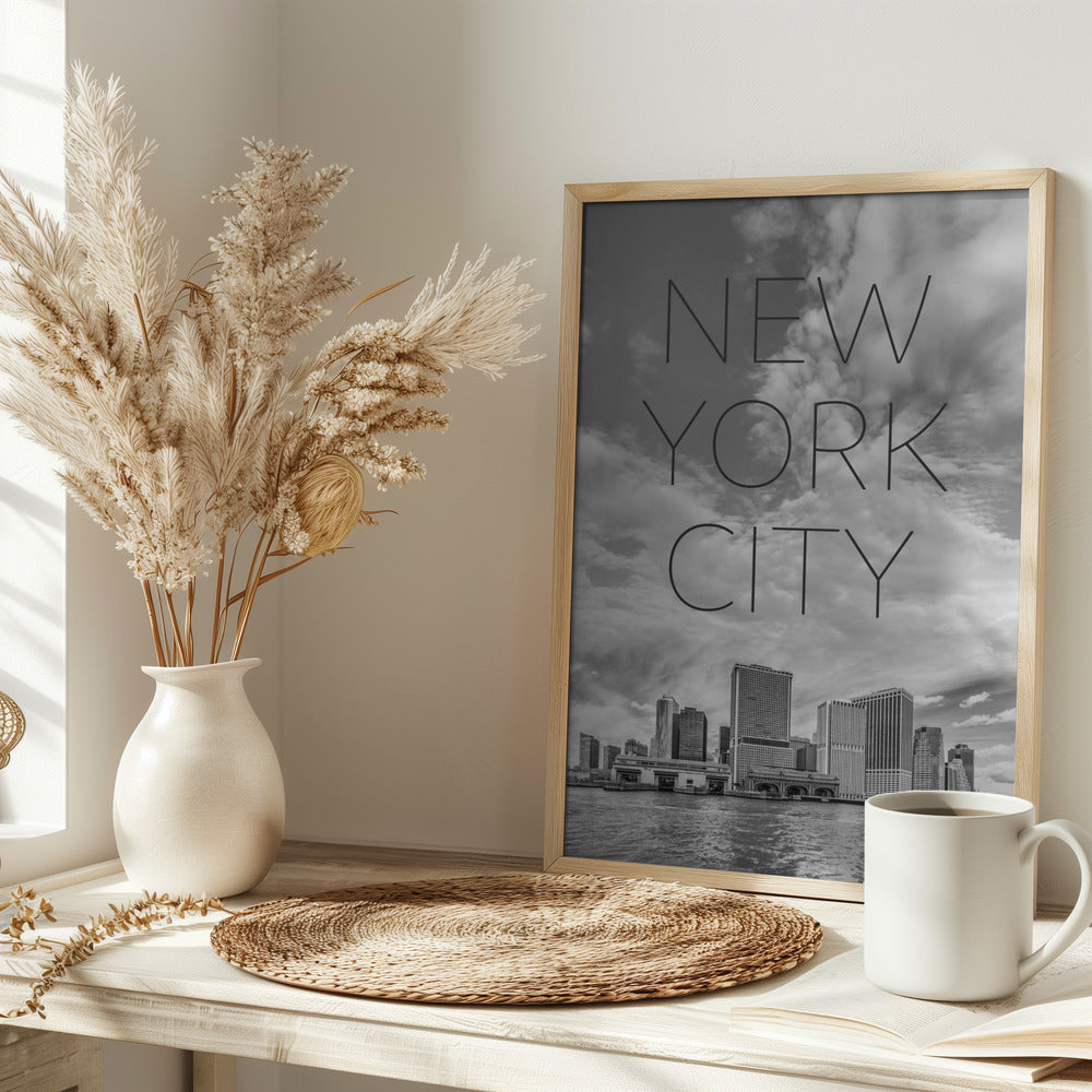 LOWER MANHATTAN and Whitehall Terminal | Text &amp; Skyline Poster