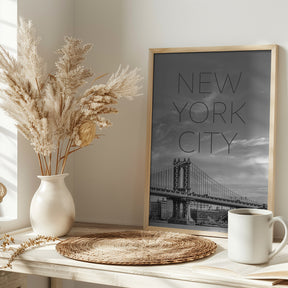 NYC Manhattan Bridge | Text &amp; Skyline Poster