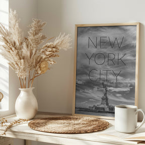 NYC Statue of Liberty | Text &amp; Skyline Poster