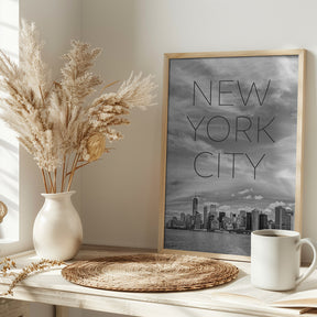 NYC Lower Manhattan &amp; Hudson River | Text &amp; Skyline Poster