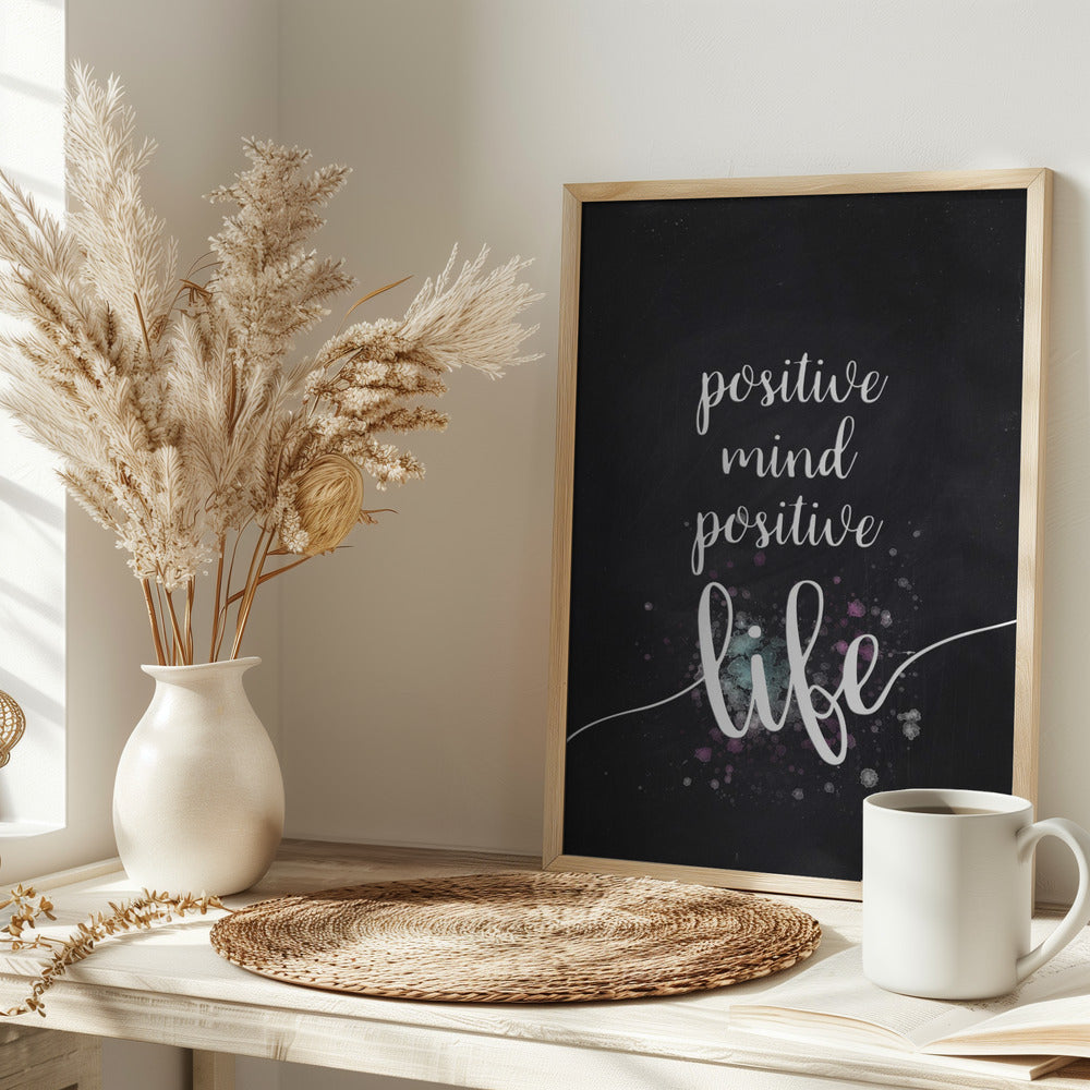 Text Art POSITIVE MIND POSITIVE LIFE Poster