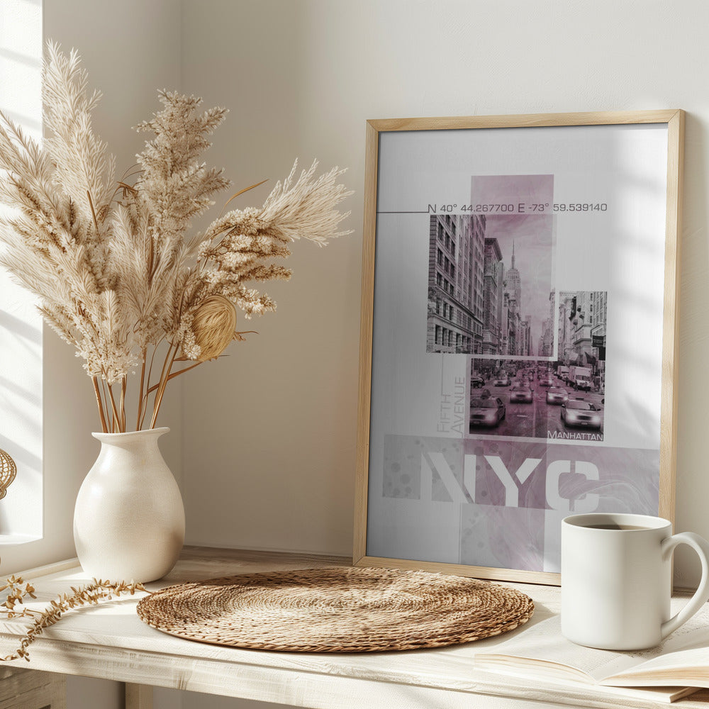 Poster Art NYC Fifth Avenue Traffic | pink marble Poster