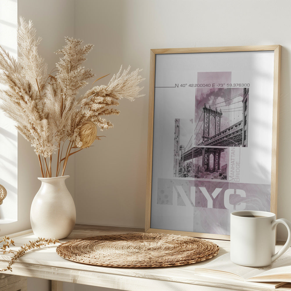 Poster Art NYC Manhattan Bridge | pink marble Poster