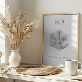 Coordinates PARIS Eiffel Tower | monochrome watercolor Poster