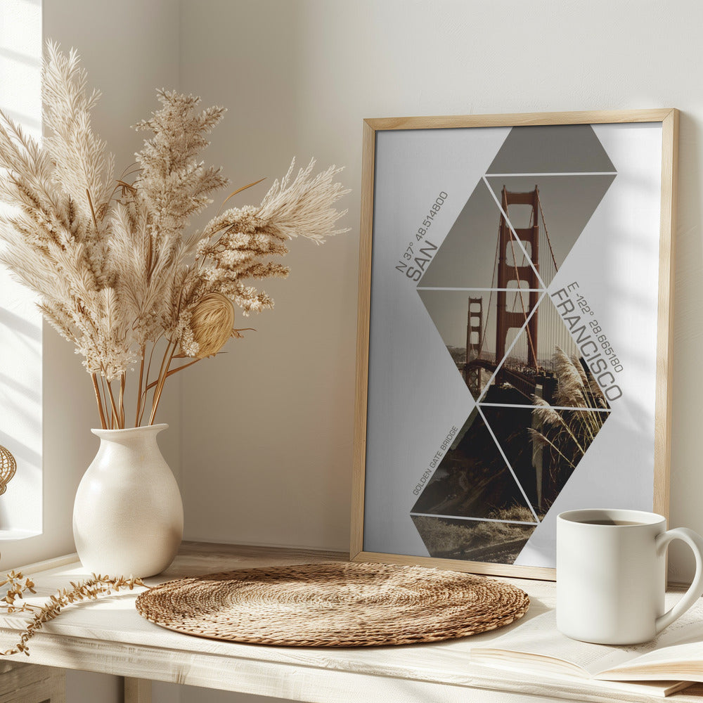 Coordinates SAN FRANCISCO Golden Gate Bridge Poster