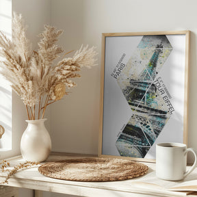 Modern Art Eiffel Tower Coordinates Poster