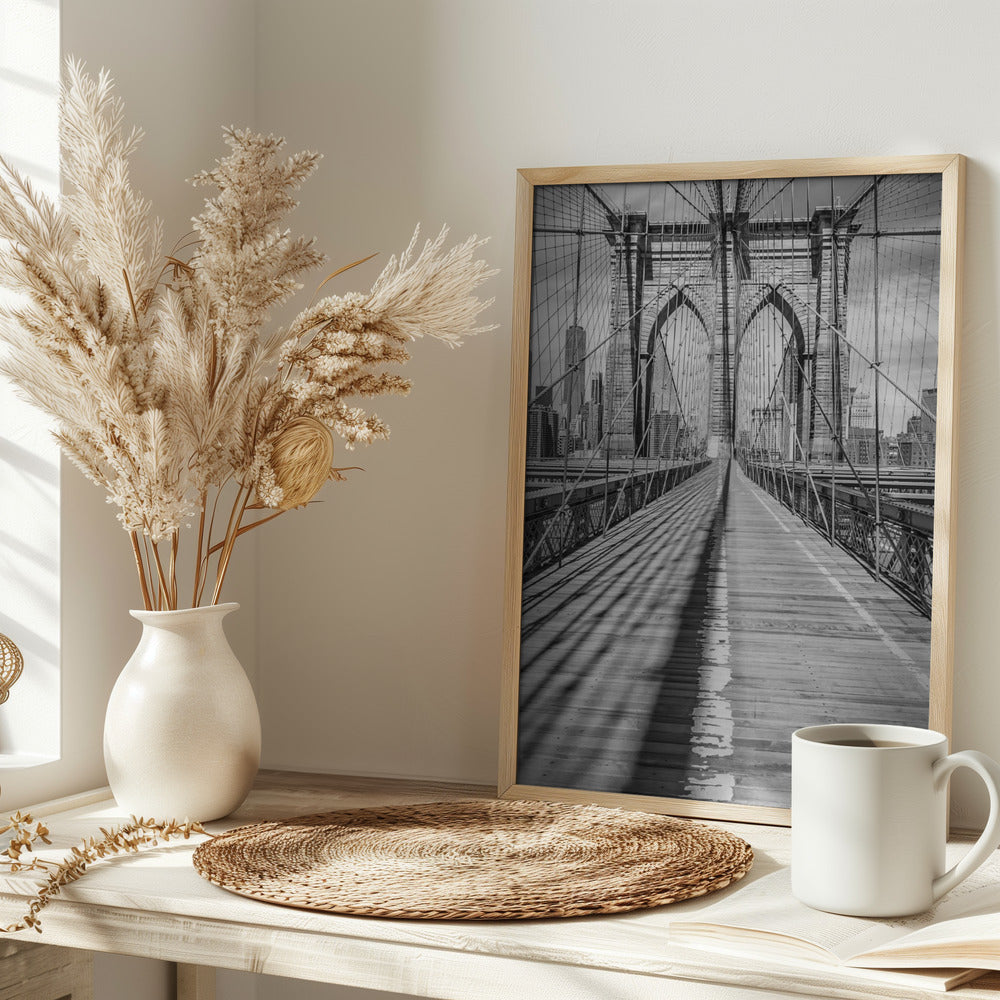 NEW YORK CITY Brooklyn Bridge - upright slim panorama Poster