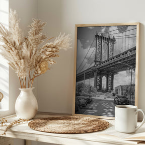 NEW YORK CITY Manhattan Bridge - upright slim panorama Poster