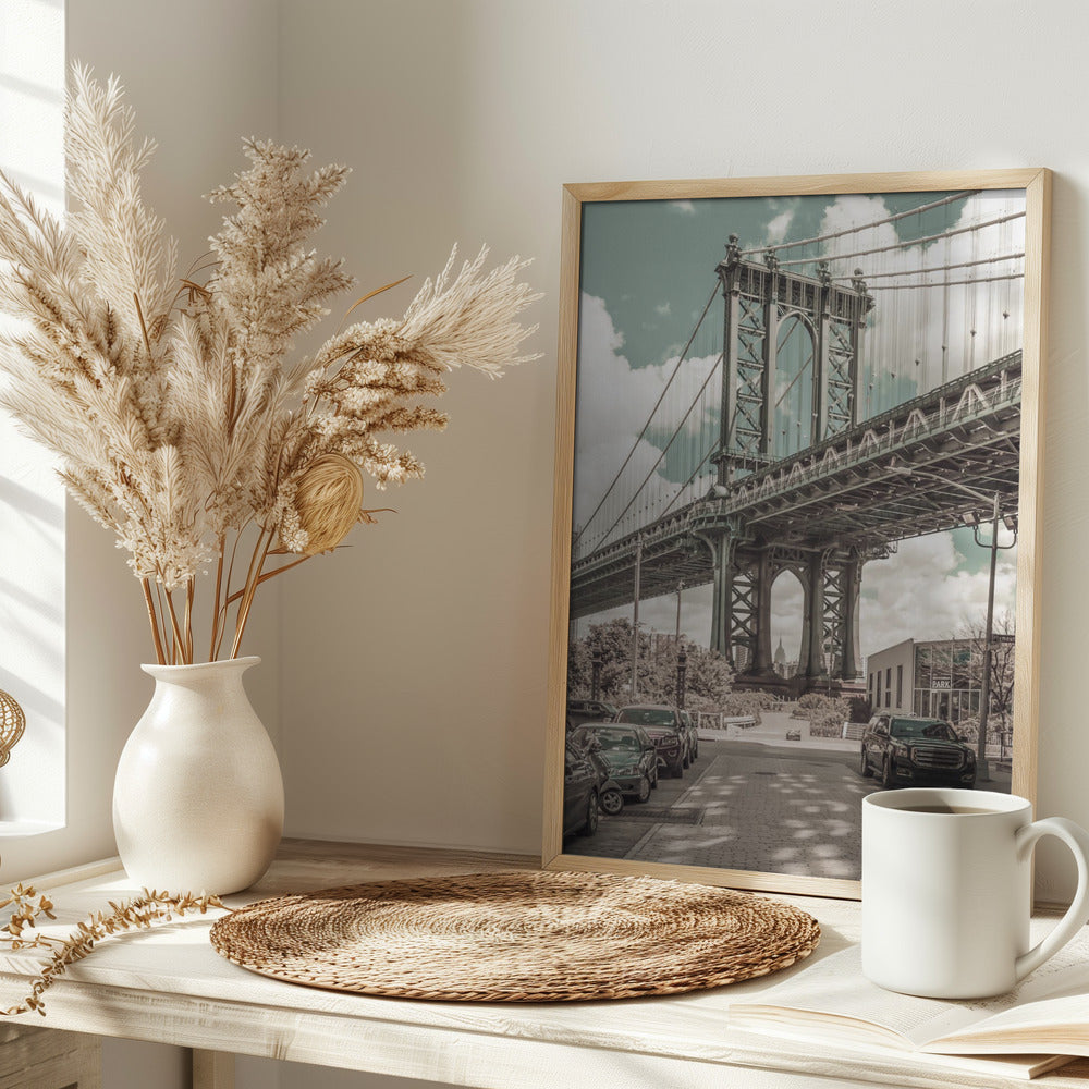 NYC Manhattan Bridge Panorama | urban vintage style Poster