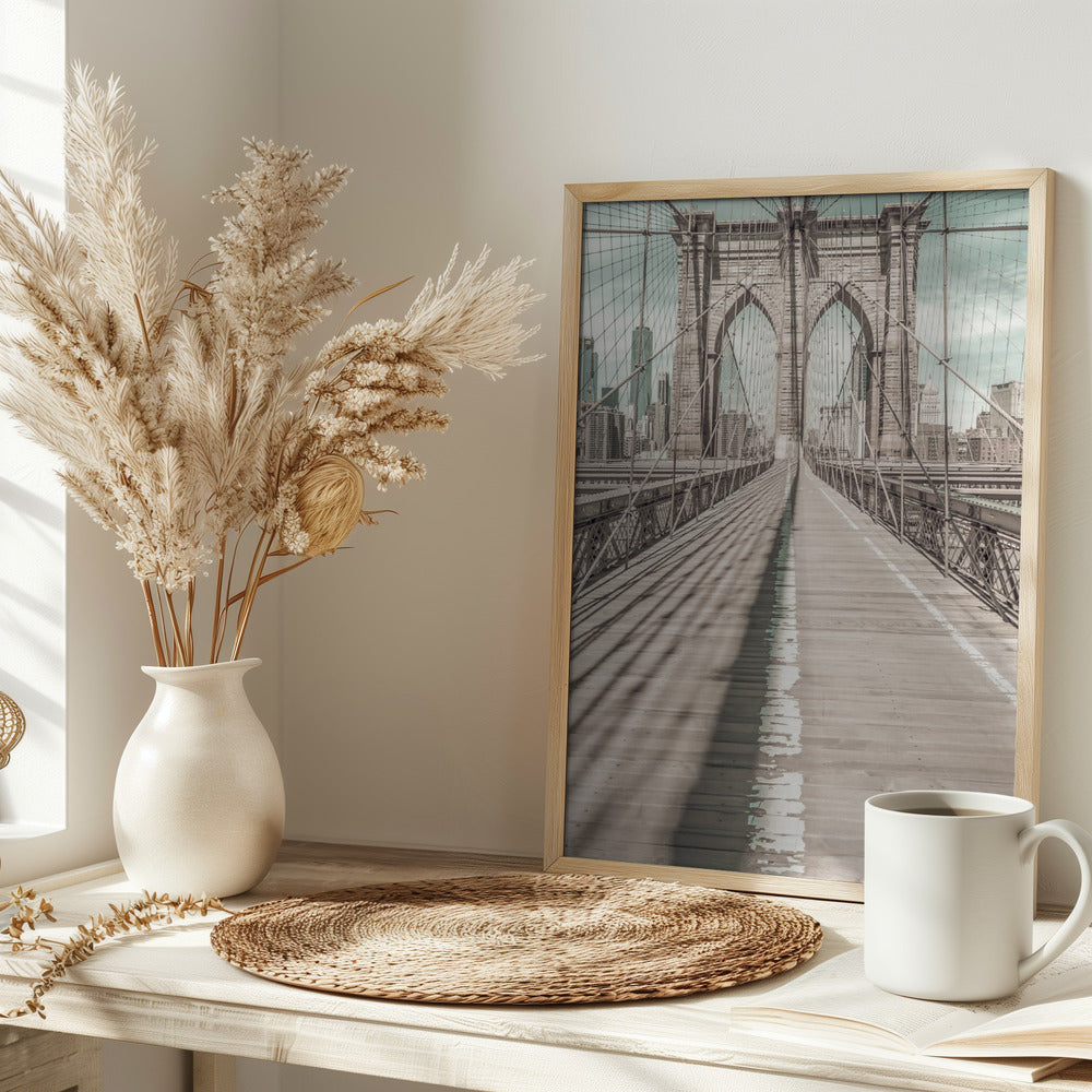 NYC Brooklyn Bridge Panorama | urban vintage style Poster