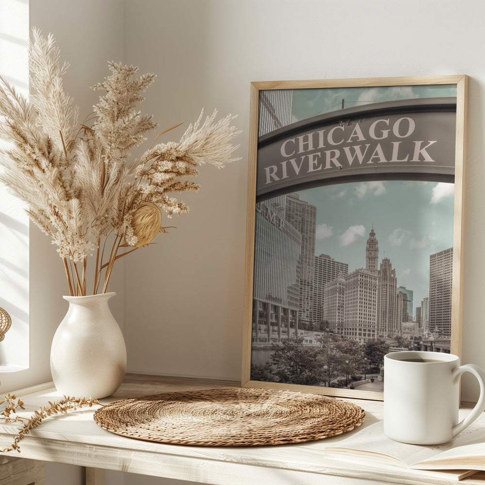 CHICAGO Riverwalk | urban vintage style Poster