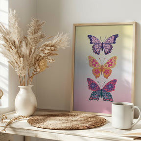 Colorful floral butterflies II Poster