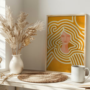 Berit abstract in ochre and pink Poster