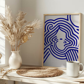 Berit in beige and indigo blue Poster