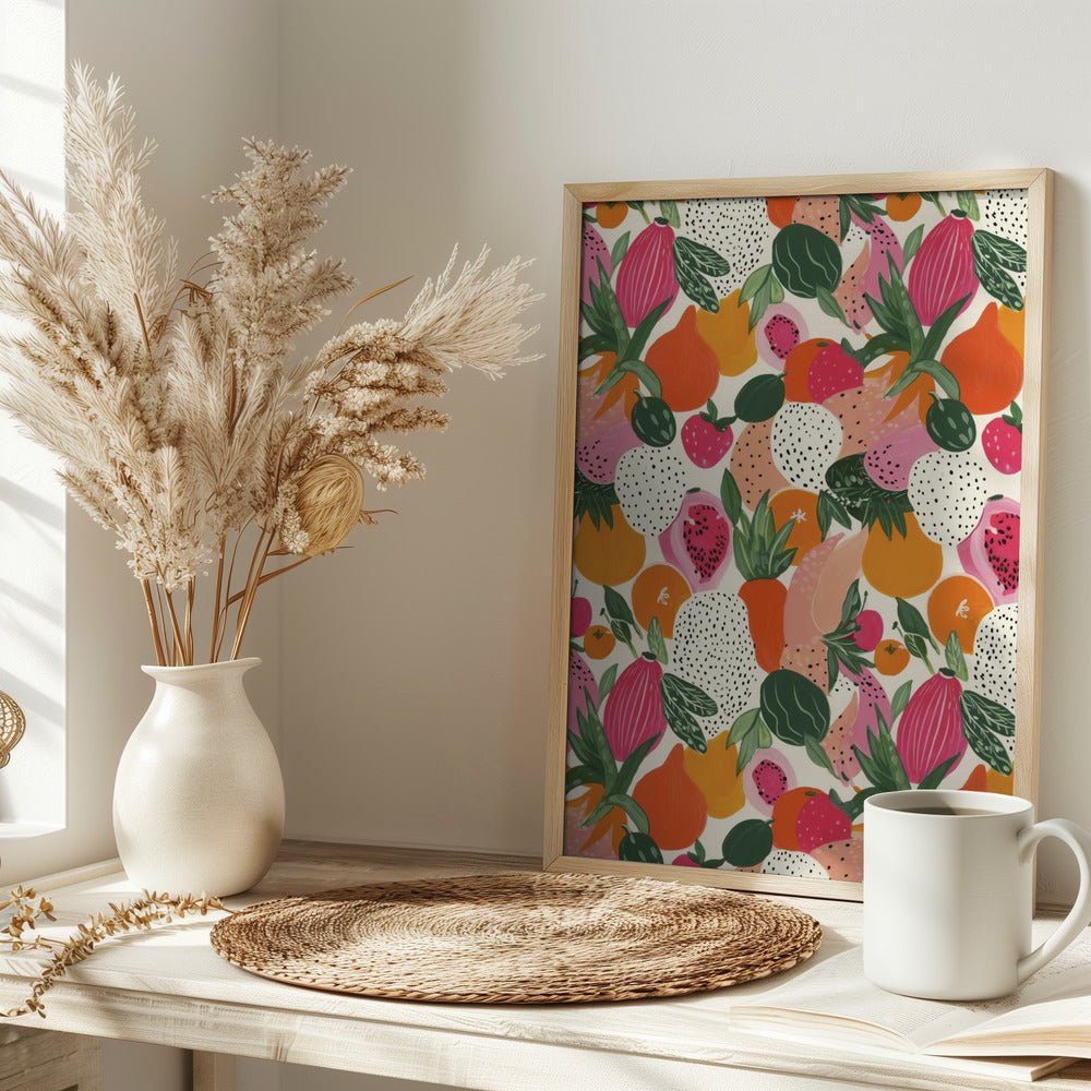 Fresh fruits pattern Poster