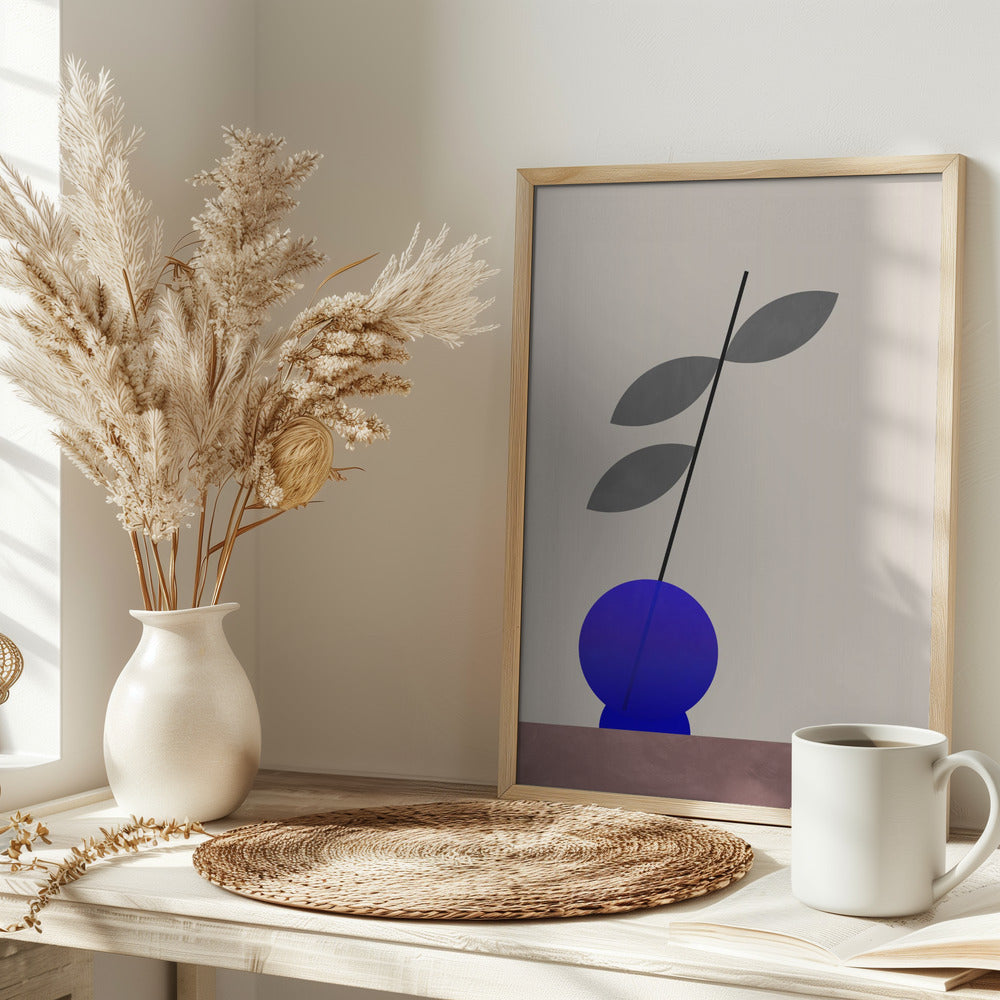 Blue round vase Poster