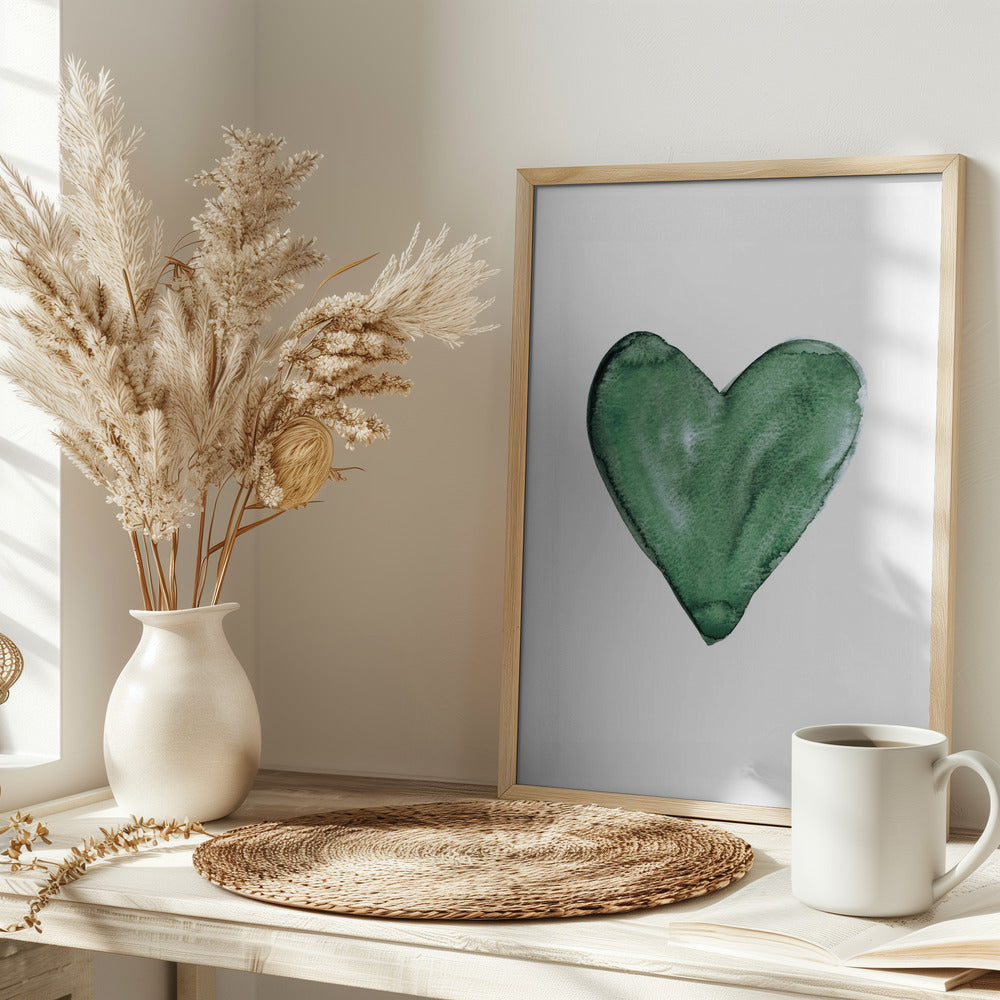 Watercolor heart green Poster