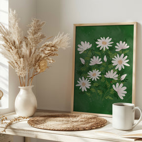 Ladybug flowers green Poster