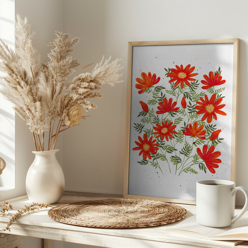 Ladybug flowers red Poster