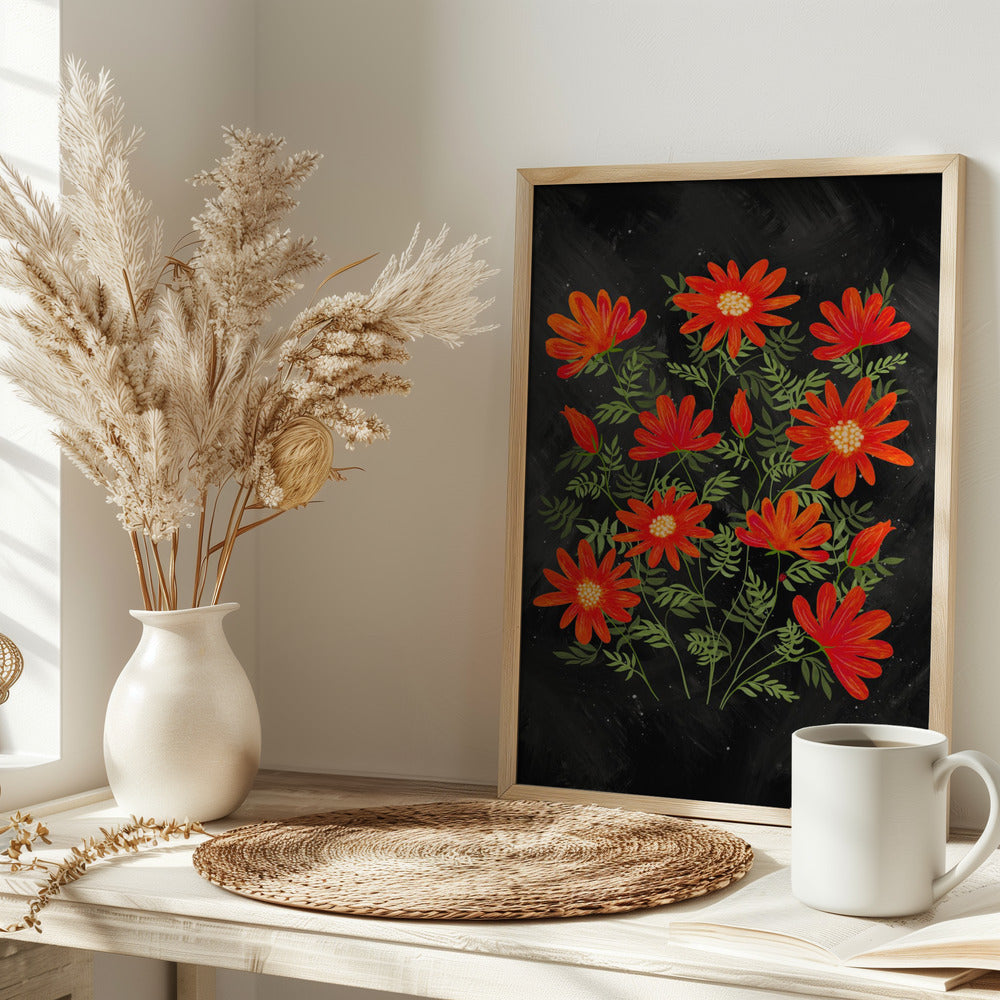 Ladybug flowers red Poster