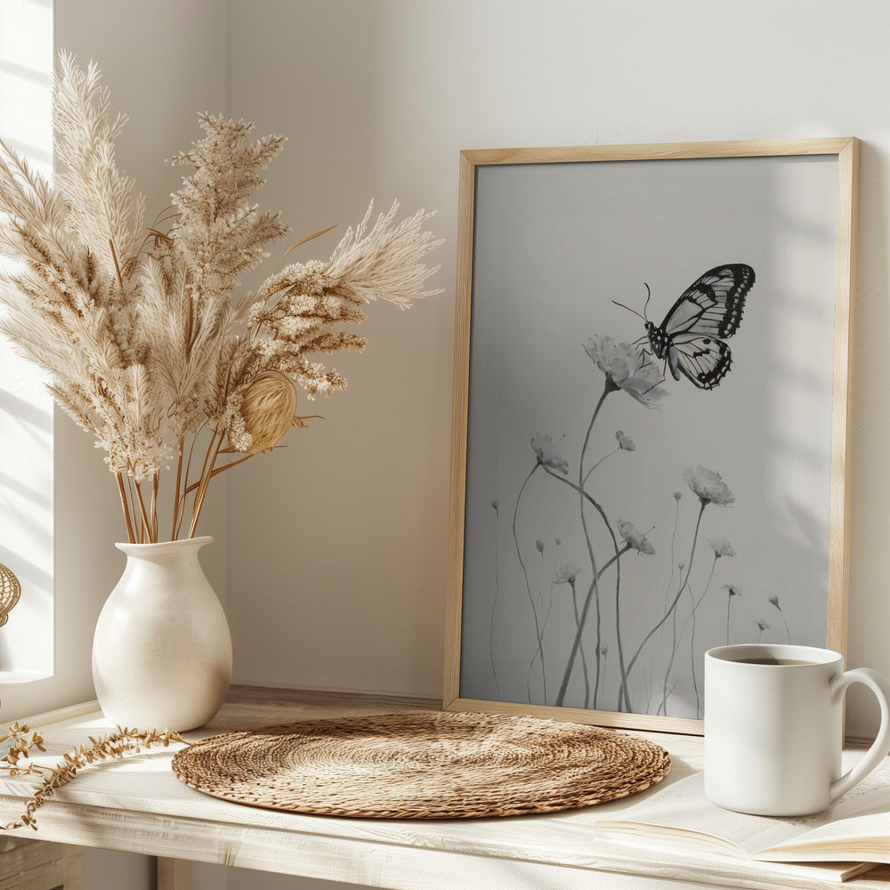 Butterfly and Flowers Poster