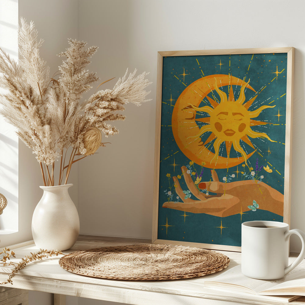 Sun and moon in my hand Poster