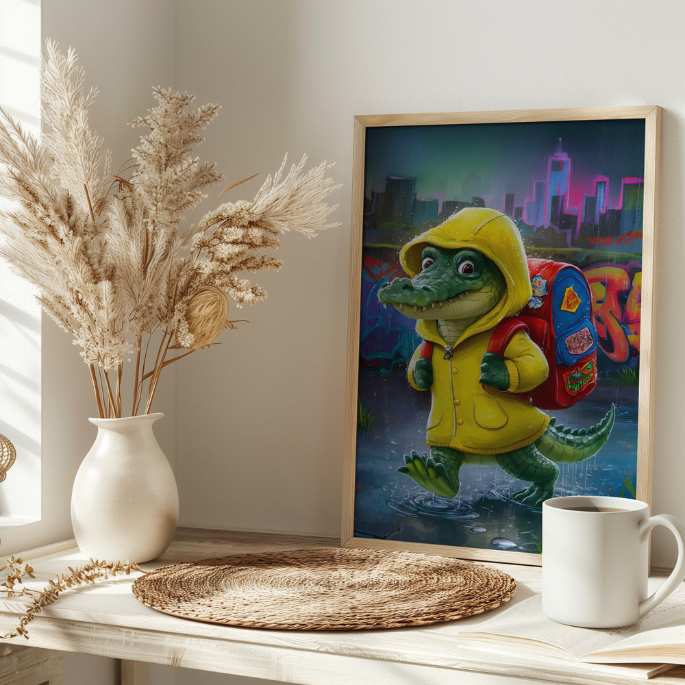 Baby Crocodile Going To School Poster