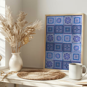 Granny squares blanket in blue Poster